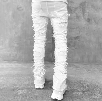 White Stacked Ripped Jeans